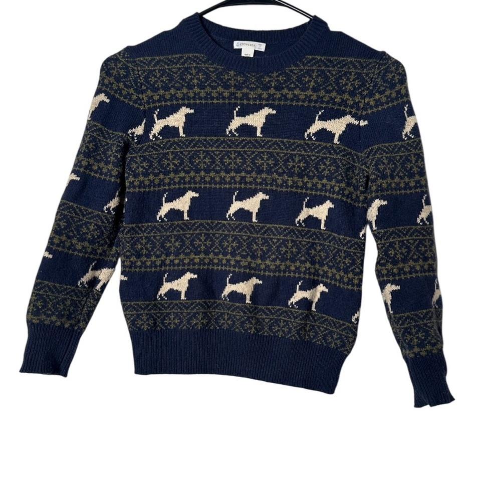 Crewcuts Navy and Cream Dog Pattern Sweater (Size 6/7)